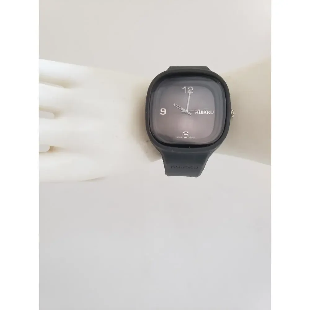 Kuikku Tokyo Watch Black Silicone Band Square Dial Japan Movement Quartz Works